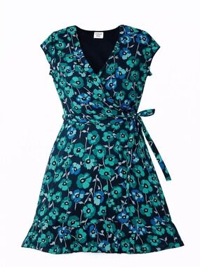 Aritzia Sunday Best Savoy blue coral short sleeve wrap belted dress Size 2